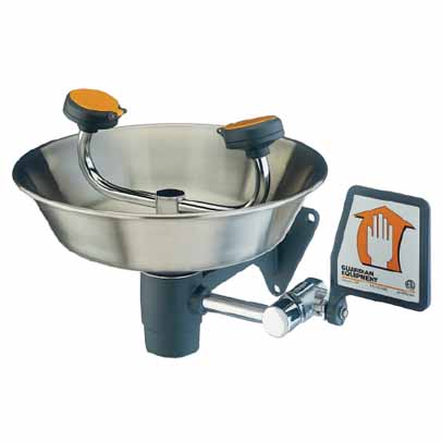 Eye/Face Wash Station, Wall Mounted, Stainless Steel Bowl